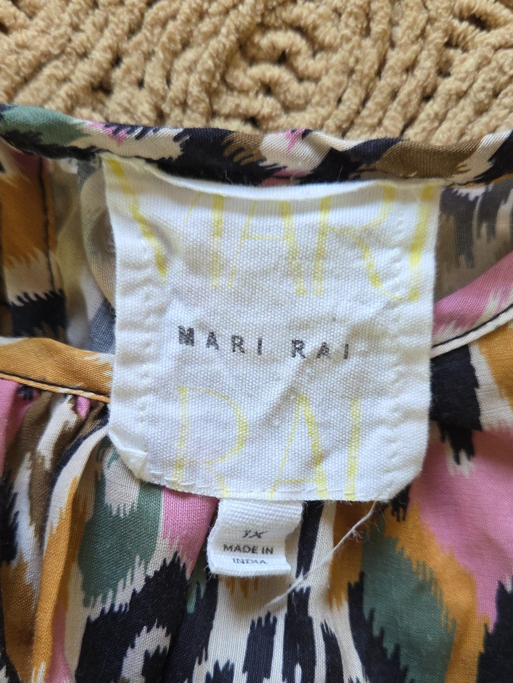 Anthro Mari Rai Ikat Print Flutter Sleeve Blouse - Size 1X - Picture 7 of 10